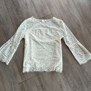 Gap 3/4 Sleeve Ivory Lace Blouse